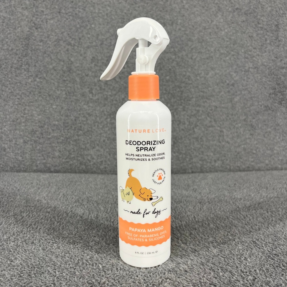 Nature Love Deodorizing Spray Dogs 8oz Papaya Mango Odor Neutralize Pet Grooming